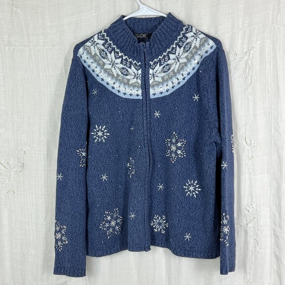 Crystal Kobe Fair Isle Snowflake Cardigan Sweater - Picture 2 of 9